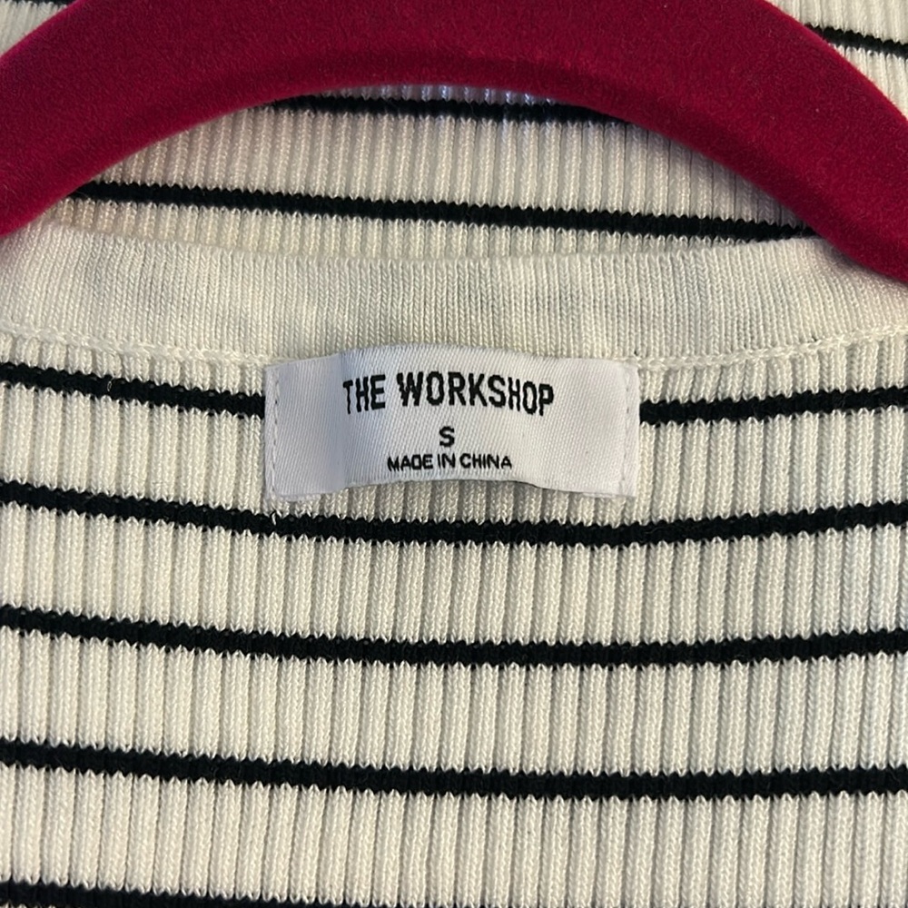 The Workshop Women’s White Black Stripe Sleeveless Ribbed Sweater Tank Size S - Picture 7 of 12